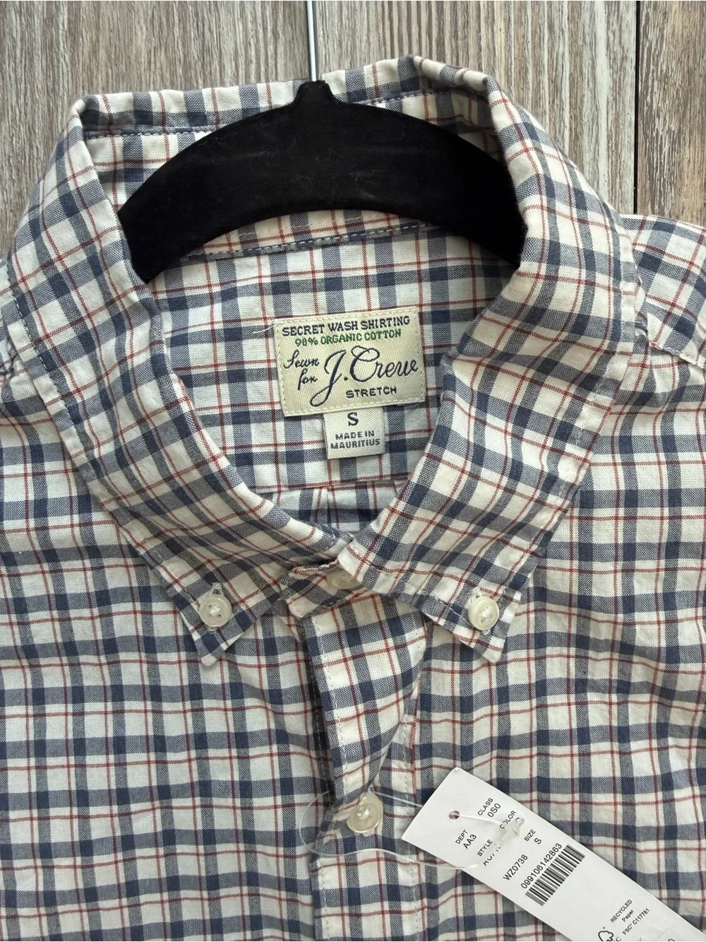 J CREW Slim Untucked Men’s Button-Down Plaid Shirt - Blue & Red